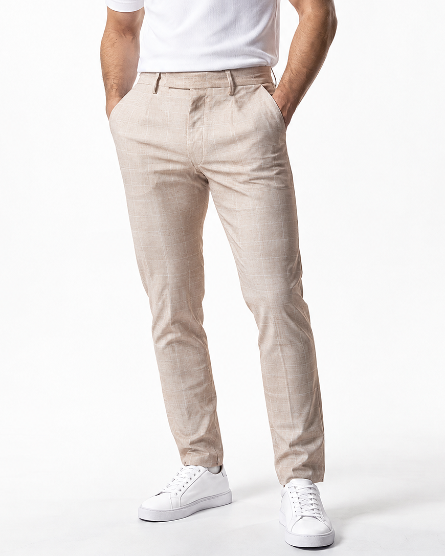 IOS PANTS classic - BEIGE KARO