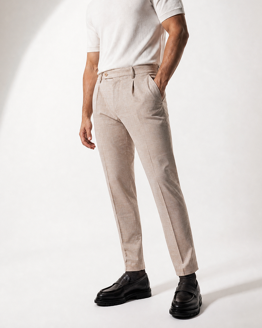 IOS PANTS modern - BEIGE KARO