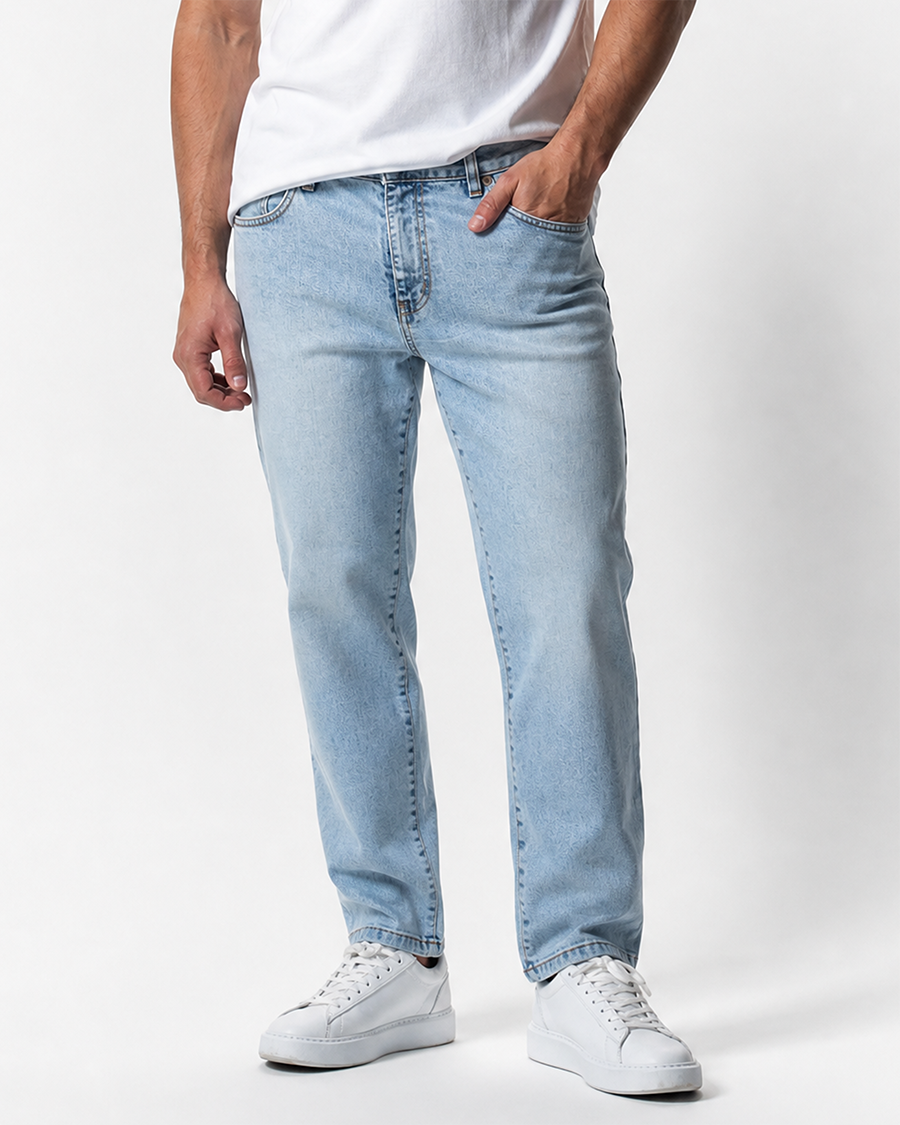 IOS JEANS straight - LIGHT BLUE BLEACHED WASH