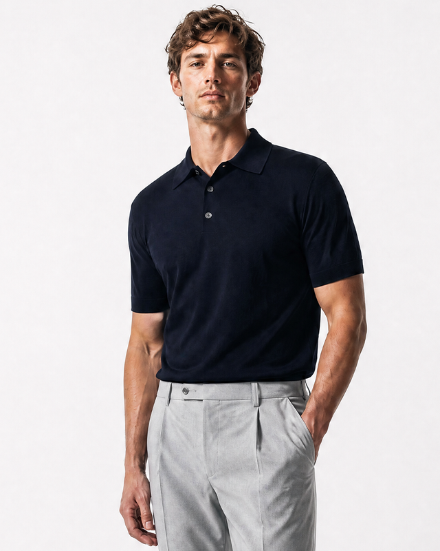 IOS KNITTED POLO - NAVY
