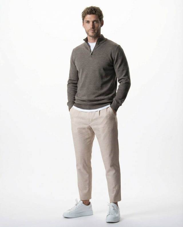 IOS TURTLE zip merino - BROWN MEL.