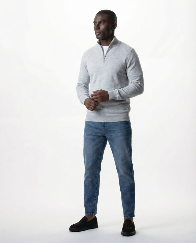 IOS TURTLE zip merino - JASNOSZARY MELANŻ