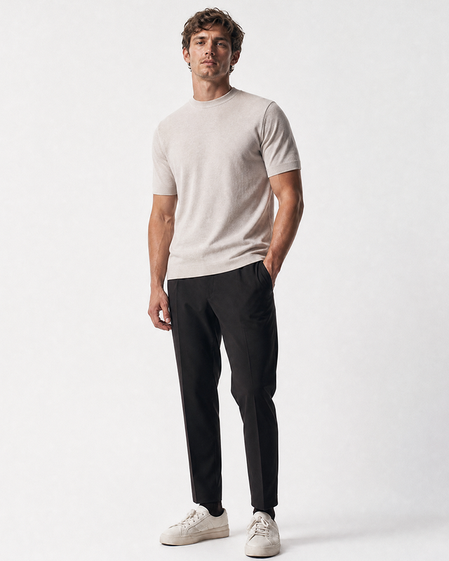 IOS KNITTED T-SHIRT - BEIGE