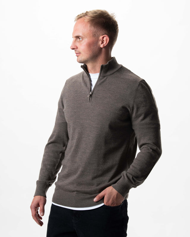 IOS TURTLE zip merino - BROWN MEL.