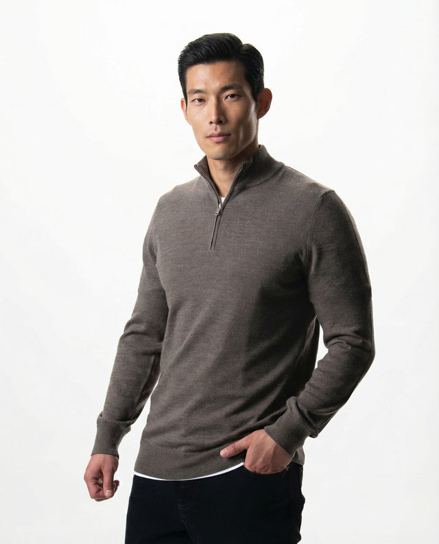 IOS TURTLE zip merino - BROWN MEL.