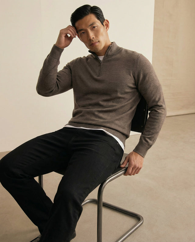 IOS TURTLE zip merino - BROWN MEL.