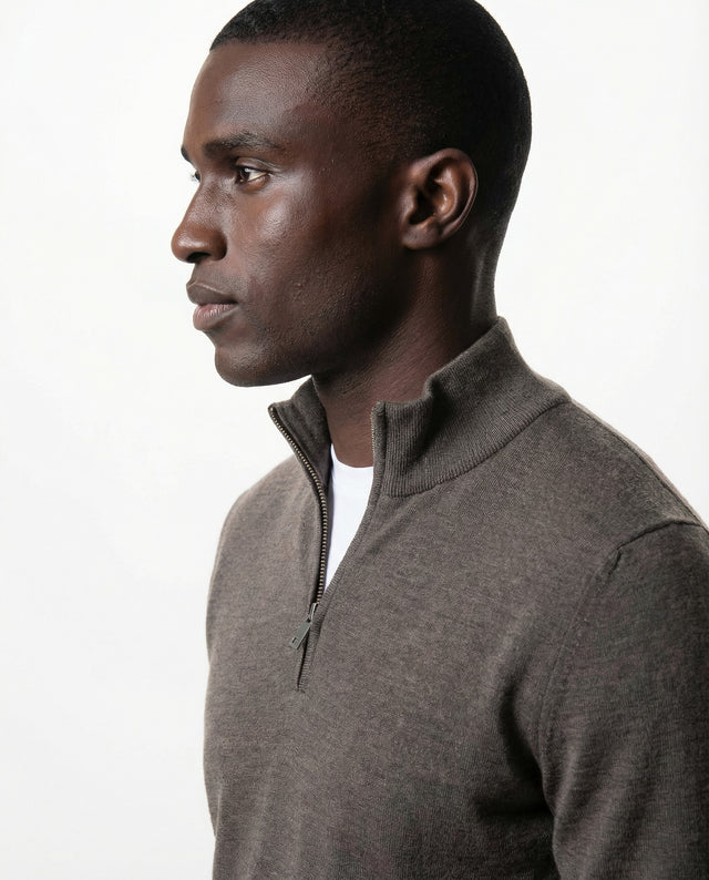 IOS TURTLE zip merino - BROWN MEL.