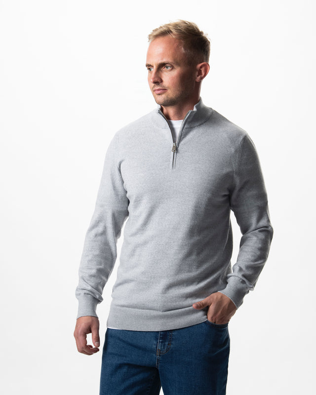 IOS TURTLE zip merino - JASNOSZARY MELANŻ