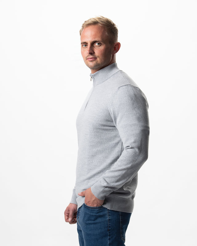IOS TURTLE zip merino - JASNOSZARY MELANŻ