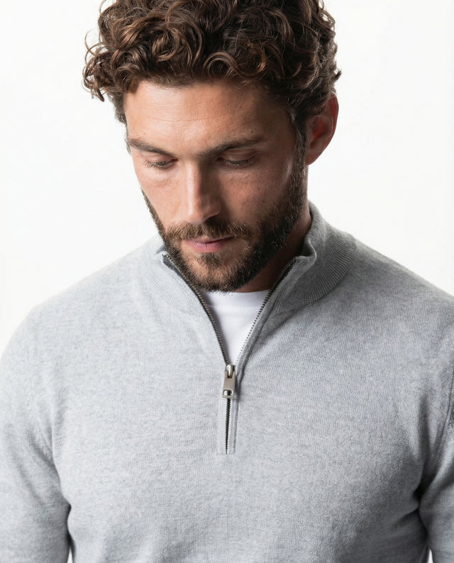 IOS TURTLE zip merino - JASNOSZARY MELANŻ