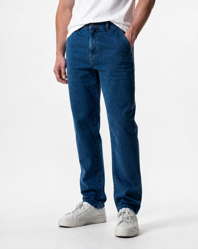 IOS JEANS straight - MID BLUE STONE WASH